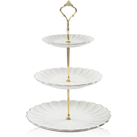 Other - 3 Tier Ceramic Cake Stand Wedding, Dessert Cupcake Stand for Tea Party Serving